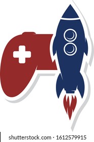 rocket ship turbo video game console joystick vector art illustration