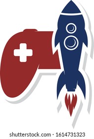 rocket ship turbo video game console joystick vector art illustration