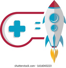 rocket ship turbo video game console joystick vector art illustration