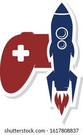 rocket ship turbo video game console joystick vector art illustration