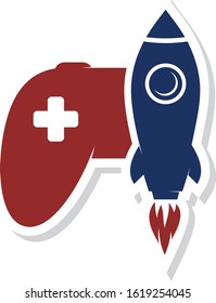 rocket ship turbo video game console joystick vector art illustration