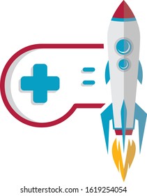 rocket ship turbo video game console joystick vector art illustration