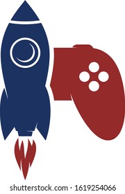 rocket ship turbo video game console joystick vector art illustration