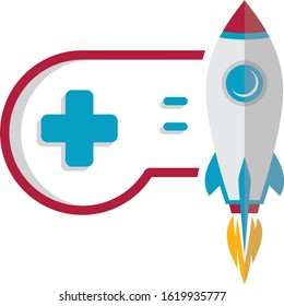 rocket ship turbo video game console joystick vector art illustration