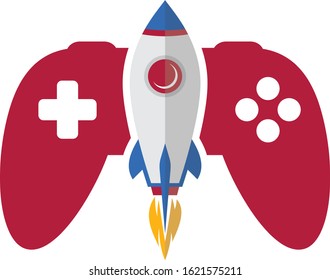 rocket ship turbo video game console joystick vector art illustration