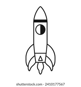 A Rocket Ship vector black outline isolated on a white background