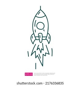 Rocket Ship Vector Doodle Icon