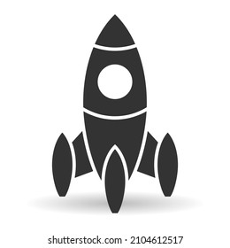 Rocket ship vector icon isolated on white background, rocket launch black pictogram