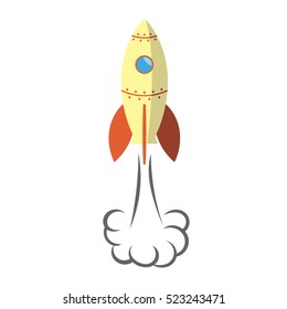 Rocket ship vector illustration. Space ship with abstract plume.
