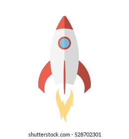 Rocket ship vector illustration. Space ship icon in flat style.
