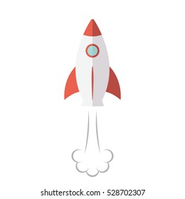 Rocket Ship Vector Illustration. Space Ship Icon In Flat Style.