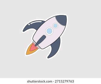 Rocket Ship Vector launching with smoke, symbolizing growth and startup success. Perfect for business launch, innovation, or technology themes