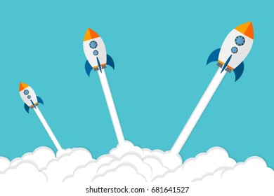 Rocket ships in a flat style.Vector illustration 