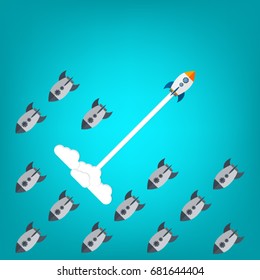 Rocket ships in a flat style.Vector illustration