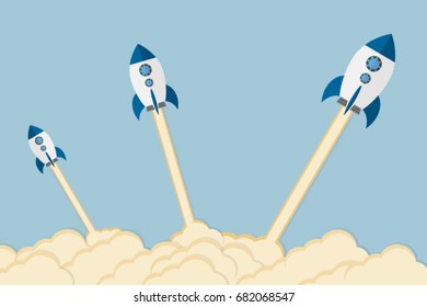 Rocket ships in a flat style.Vector illustration