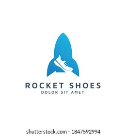 rocket and shoes negative space logo design