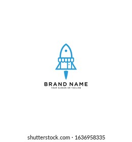 rocket and shop logo design a vector template
