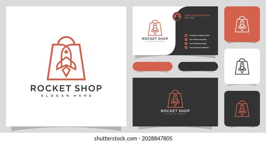 rocket shop logo design vector and business card