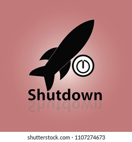 Rocket and Shutdown power button for speed up for shutdown design with illustration - Quick terminate shutdown of concept