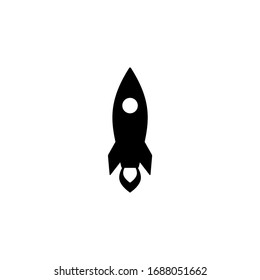 Icono de vector aislado negro del cohete o lanzador. Símbolo de negocio de lanzamiento de nave espacial.