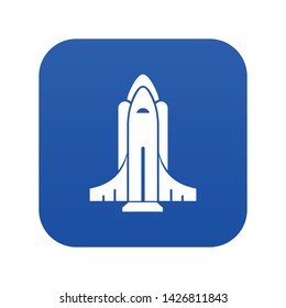 Rocket shuttle icon blue vector isolated on white background