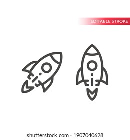 Rocket shuttle line vector icon. Startup business symbol, editable stroke.