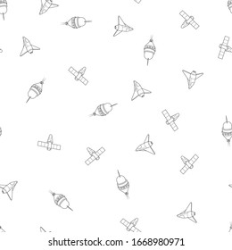Rocket, shuttle and spaceship. Space ships seamless pattern background. Vector illustration.