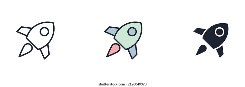 Lanzadera de cohetes. Plantilla de símbolo de icono de negocio de inicio para la ilustración vectorial de la colección de diseño gráfico y web