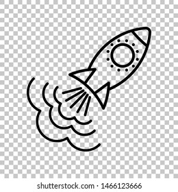 Rocket sign. Black icon on transparent background. Illustration.