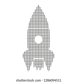 Rocket sign, black on a white background, squares, vector