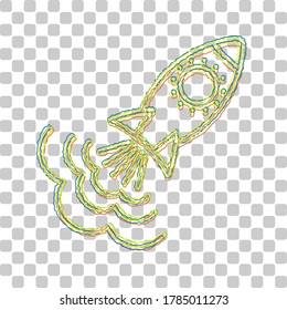Signo de cohete. Icono de degradado de azul a verde con cuatro contornos de ancho sobre fondo transparente elegante. Ilustración.