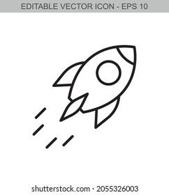 Rocket sign. Editable line icon.