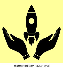 Rocket sign. Flat style icon vector illustration.