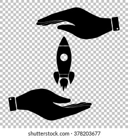 Rocket sign. Flat style icon vector illustration.