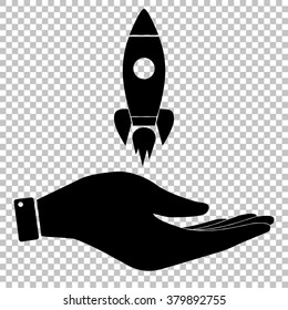 Rocket sign. Flat style icon vector illustration.