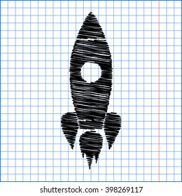 Rocket sign. Flat style icon