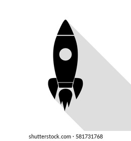 Rocket sign illustration. Black icon with flat style shadow path.