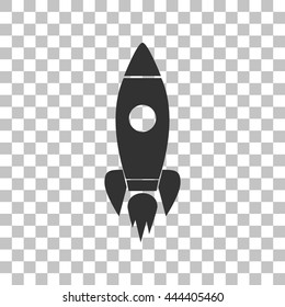 Rocket Sign Illustration. Dark Gray Icon On Transparent Background.