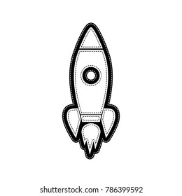 Rocket sign illustration. Vector. Flat style black icon on white.