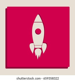 Rocket sign illustration. Vector. Grayscale version of Popart-style icon.