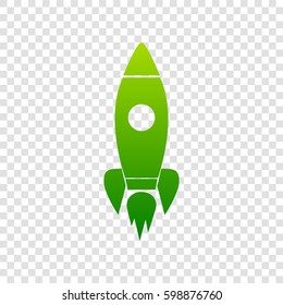 Rocket sign illustration. Vector. Green gradient icon on transparent background.