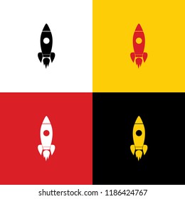 Rocket sign illustration. Vector. Icons of german flag on corresponding colors as background.