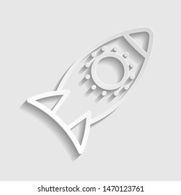 Rocket sign. Paper style icon. Illustration.