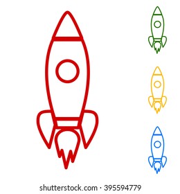 Rocket sign. Set of line icons