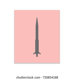 Rocket sign Vector black icon on color sticker. Material design