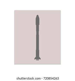 Rocket sign Vector black icon on color sticker. Material design