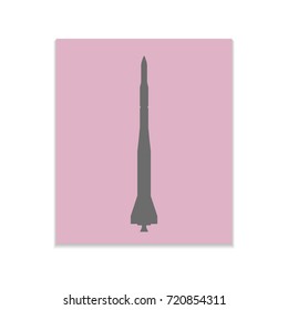 Rocket sign Vector black icon on color sticker. Material design