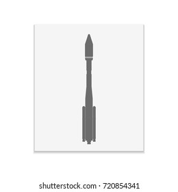 Rocket sign Vector black icon on color sticker. Material design