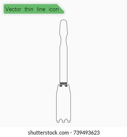 Rocket sign. Vector. Line icon on white background.