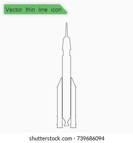 Rocket sign. Vector. Line icon on white background.